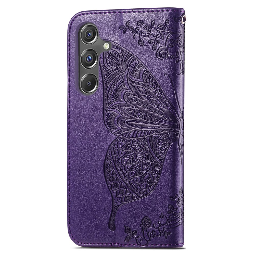  Samsung Galaxy A15 5G Fodral Big Butterfly Mörk Lila