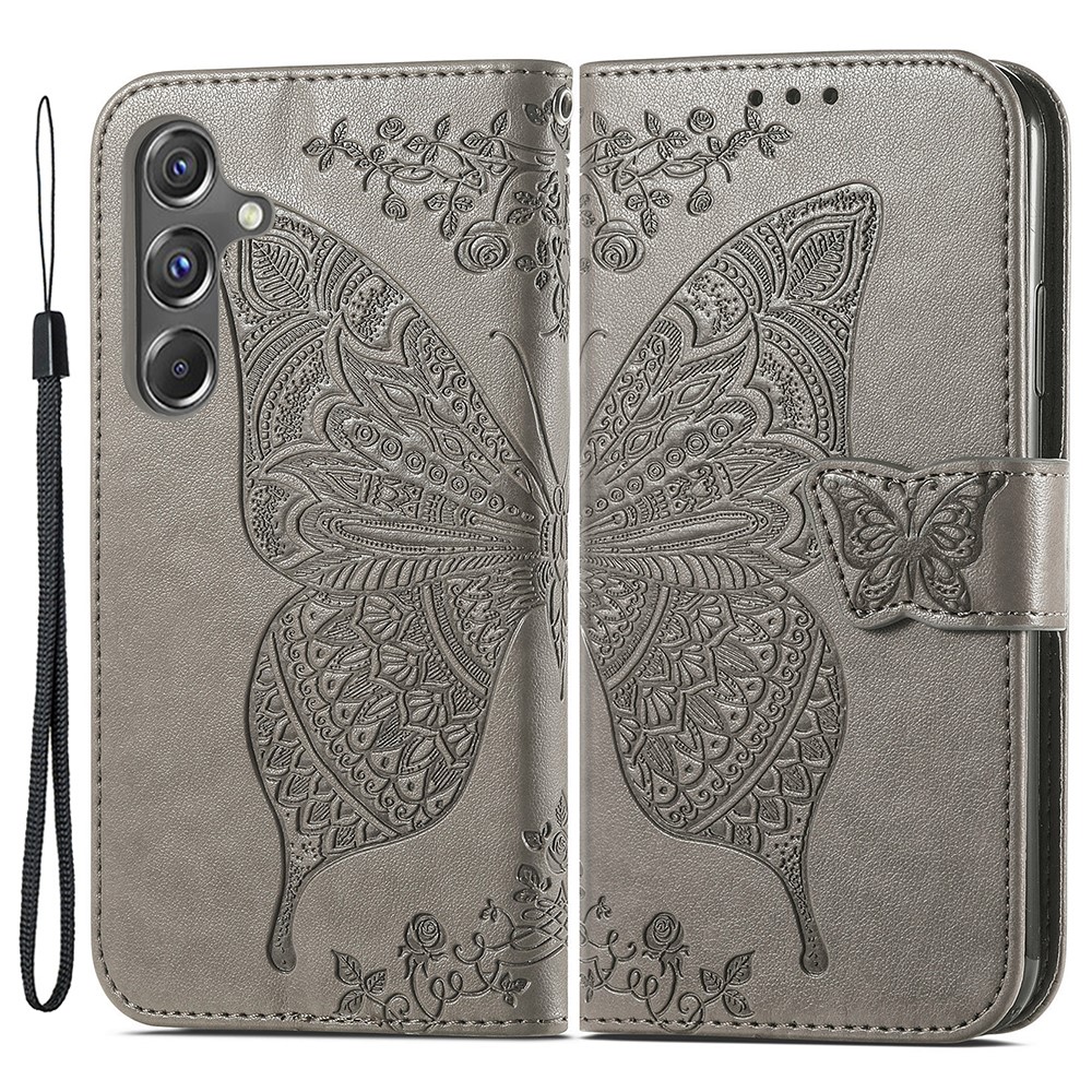  Samsung Galaxy A15 5G Fodral Big Butterfly Grå
