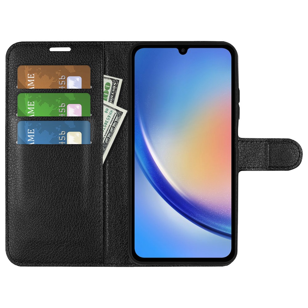  Samsung Galaxy A35 5G Fodral Läder Litchi Svart