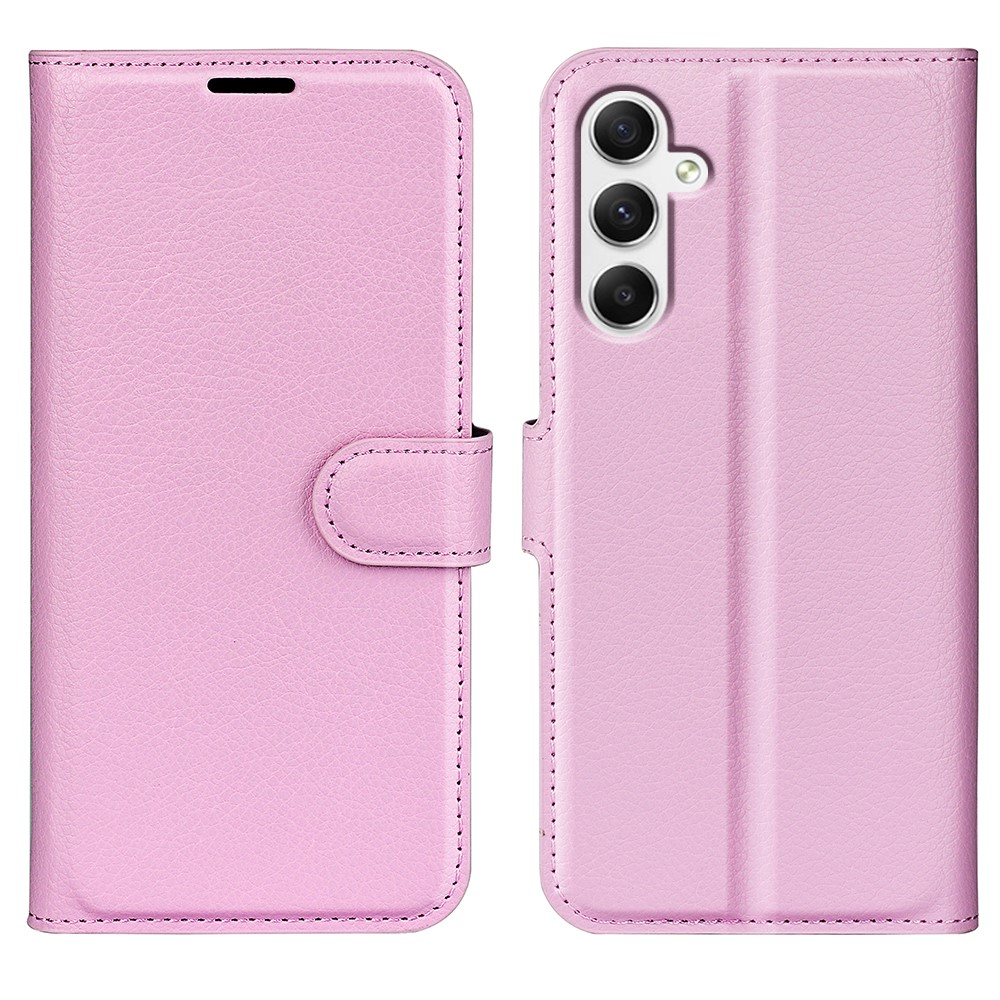  Samsung Galaxy A35 5G Fodral Läder Litchi Ljus Rosa