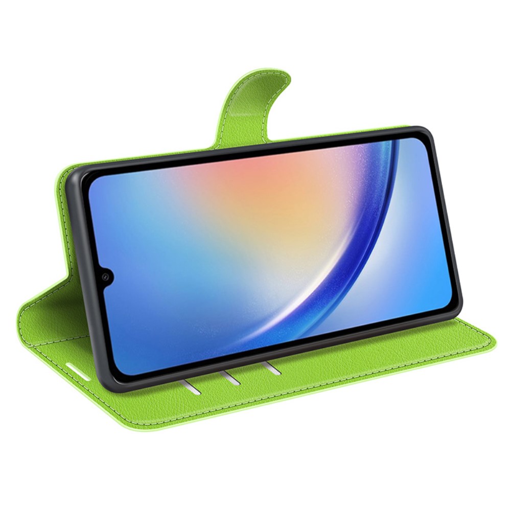 Samsung Galaxy A35 5G Fodral Läder Litchi Grön