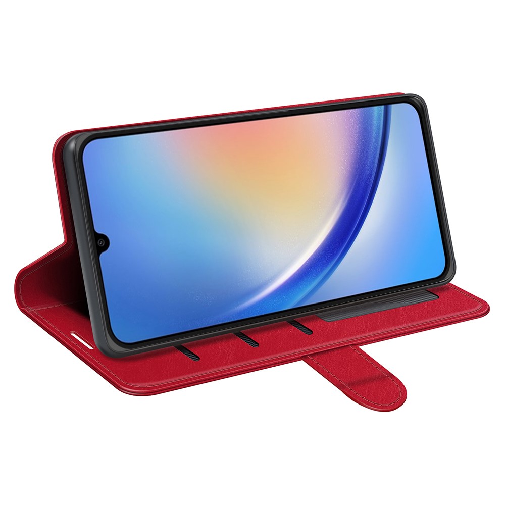  Samsung Galaxy A35 5G Fodral Crazy Horse Läder Röd