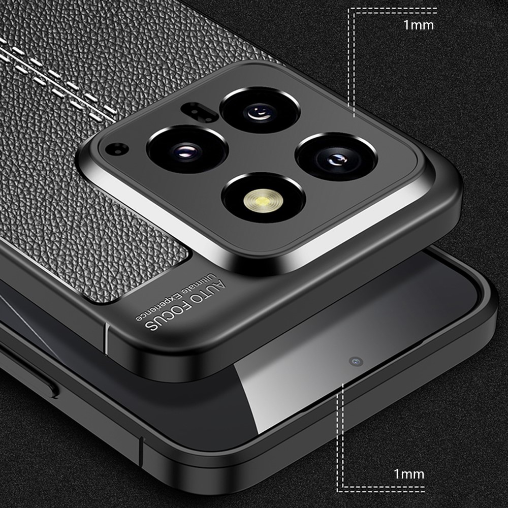  Xiaomi 14 Skal Litchi Läder Textur Svart