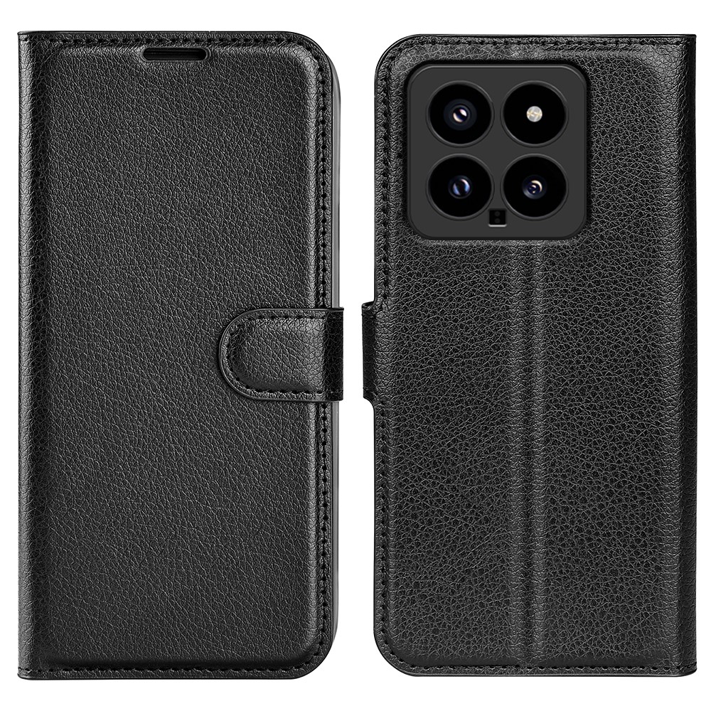  Xiaomi 14 Fodral Litchi Läder Svart