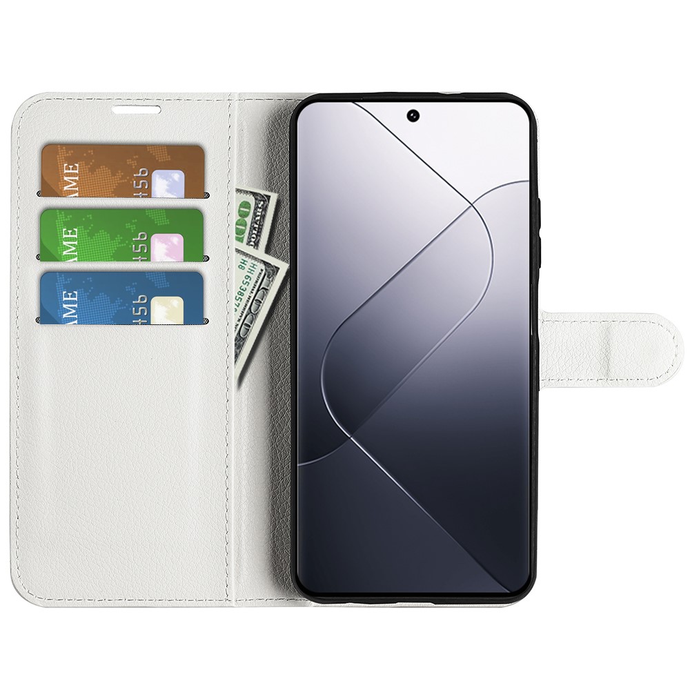  Xiaomi 14 Fodral Litchi Läder Vit