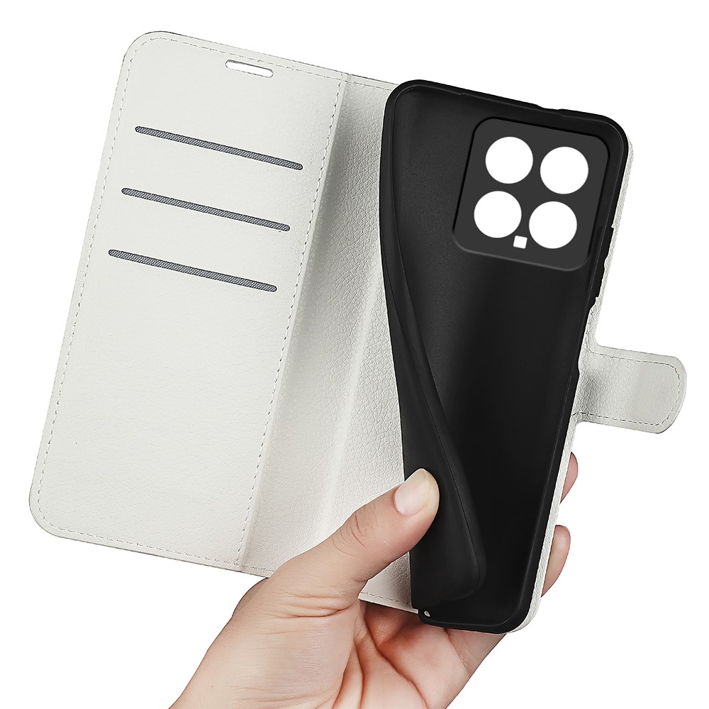  Xiaomi 14 Fodral Litchi Läder Vit