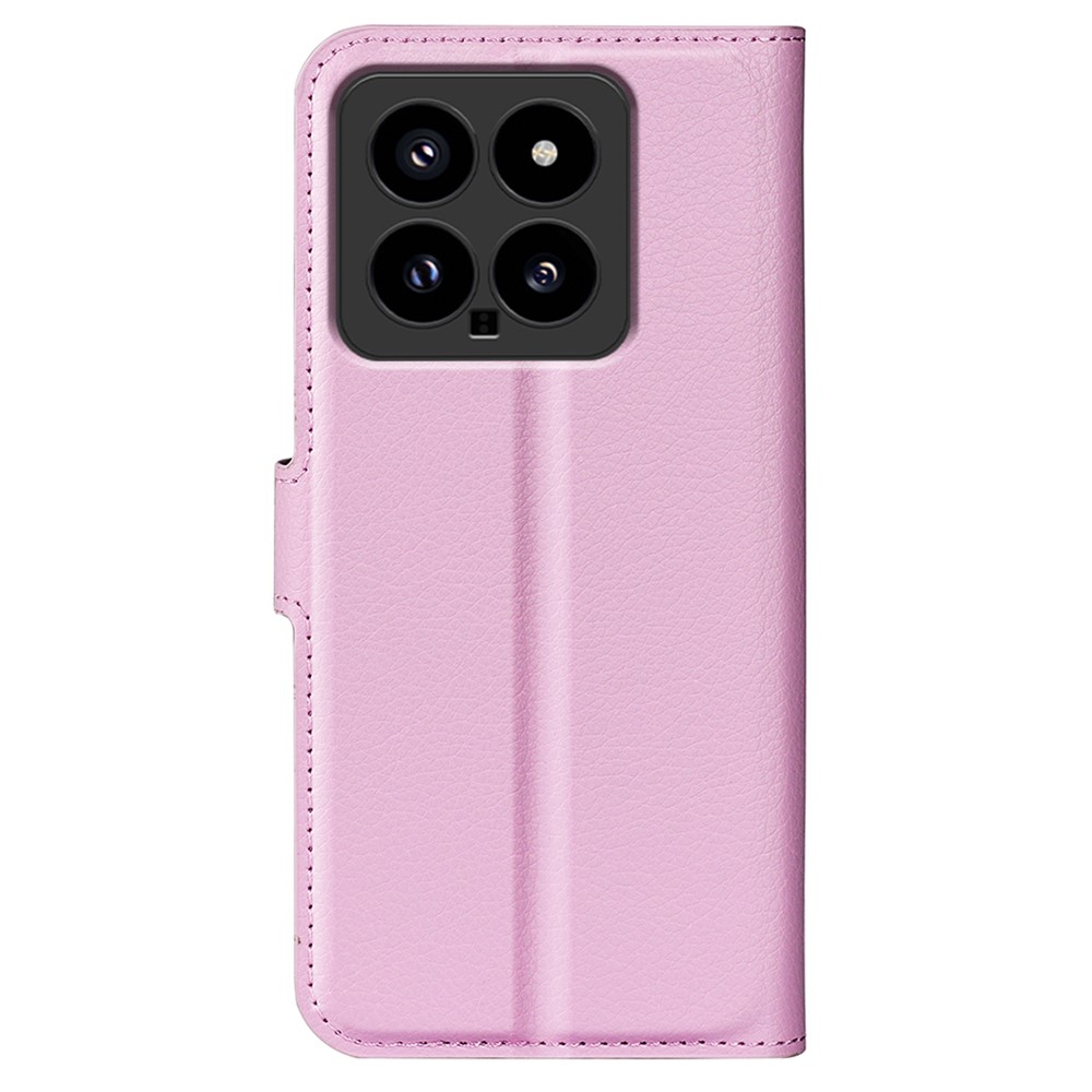  Xiaomi 14 Fodral Litchi Läder Ljus Rosa