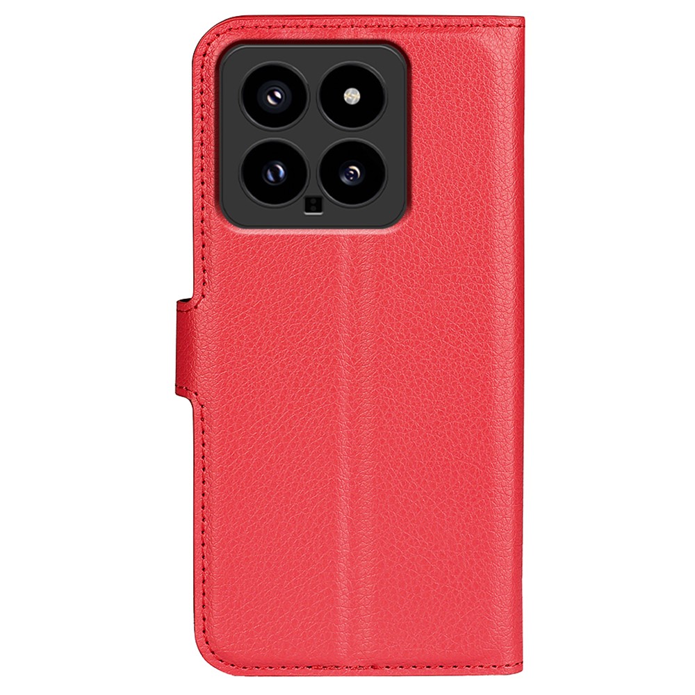  Xiaomi 14 Fodral Litchi Läder Röd