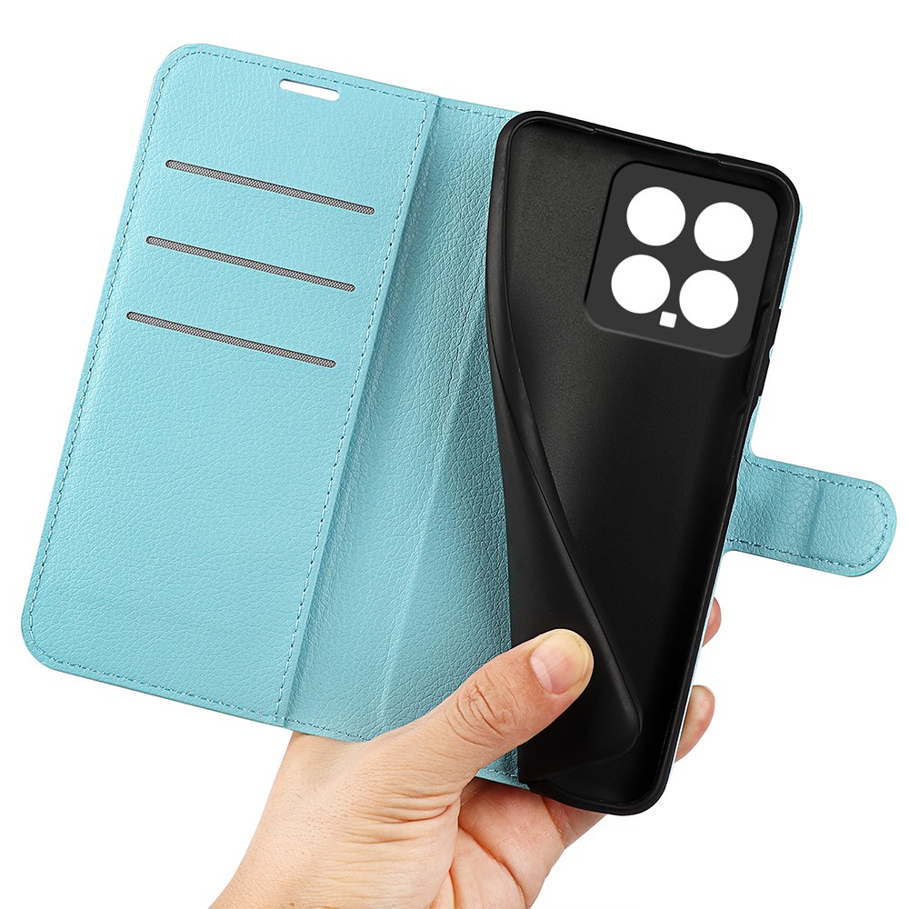  Xiaomi 14 Fodral Litchi Läder Ljus Blå
