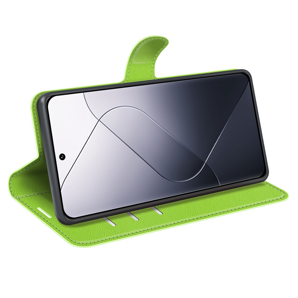  Xiaomi 14 Fodral Litchi Läder Grön
