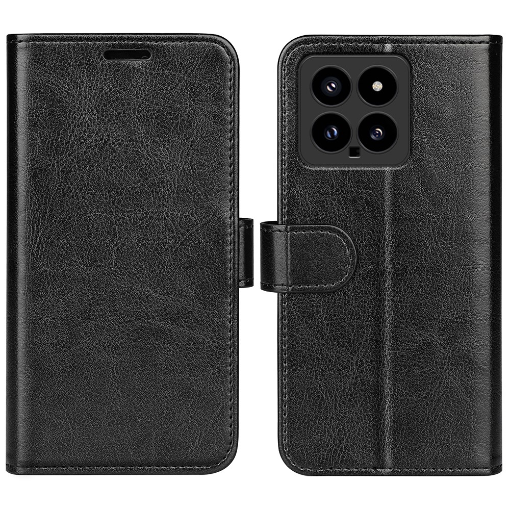  Xiaomi 14 Fodral Crazy Horse Läder Svart