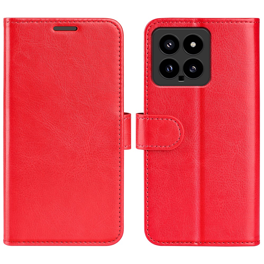  Xiaomi 14 Fodral Crazy Horse Läder Röd