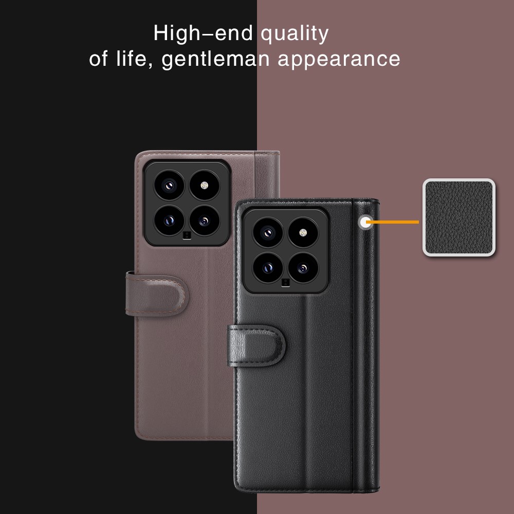  Xiaomi 14 Fodral Premium Äkta Läder Svart
