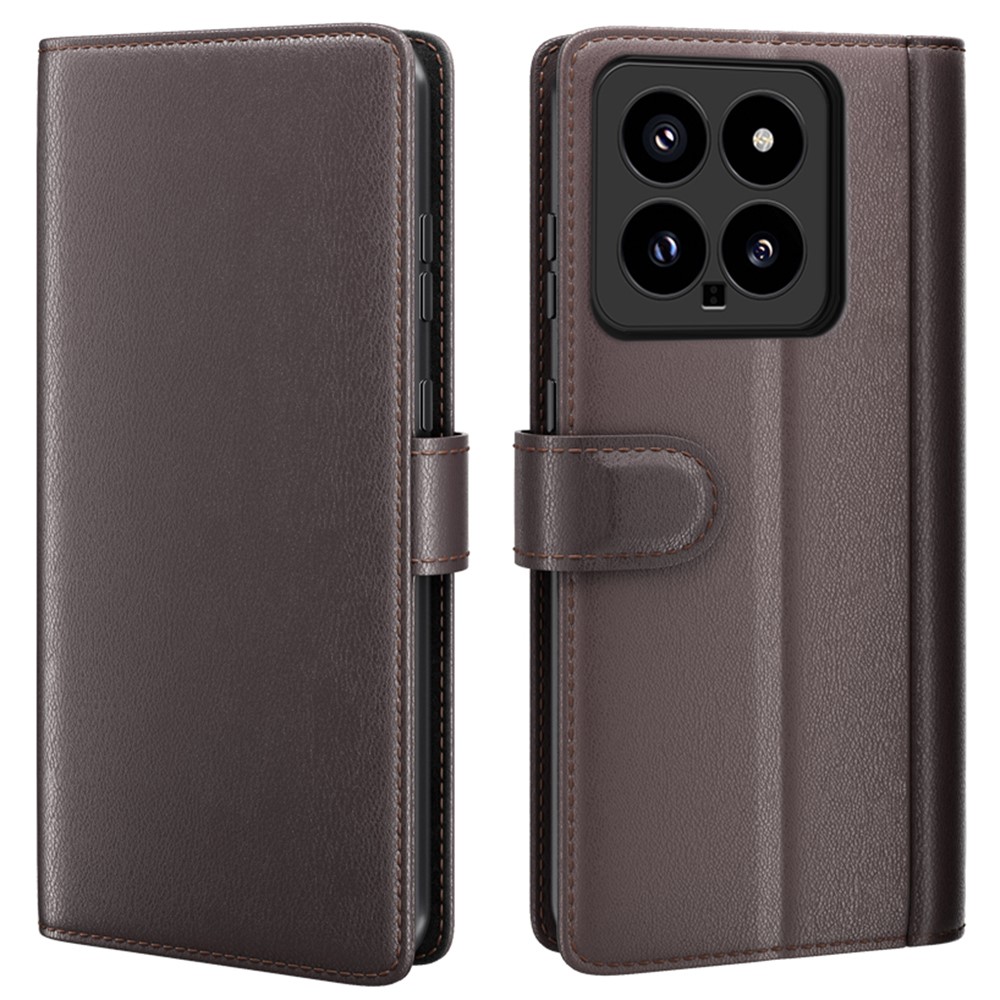  Xiaomi 14 Fodral Premium Äkta Läder Brun