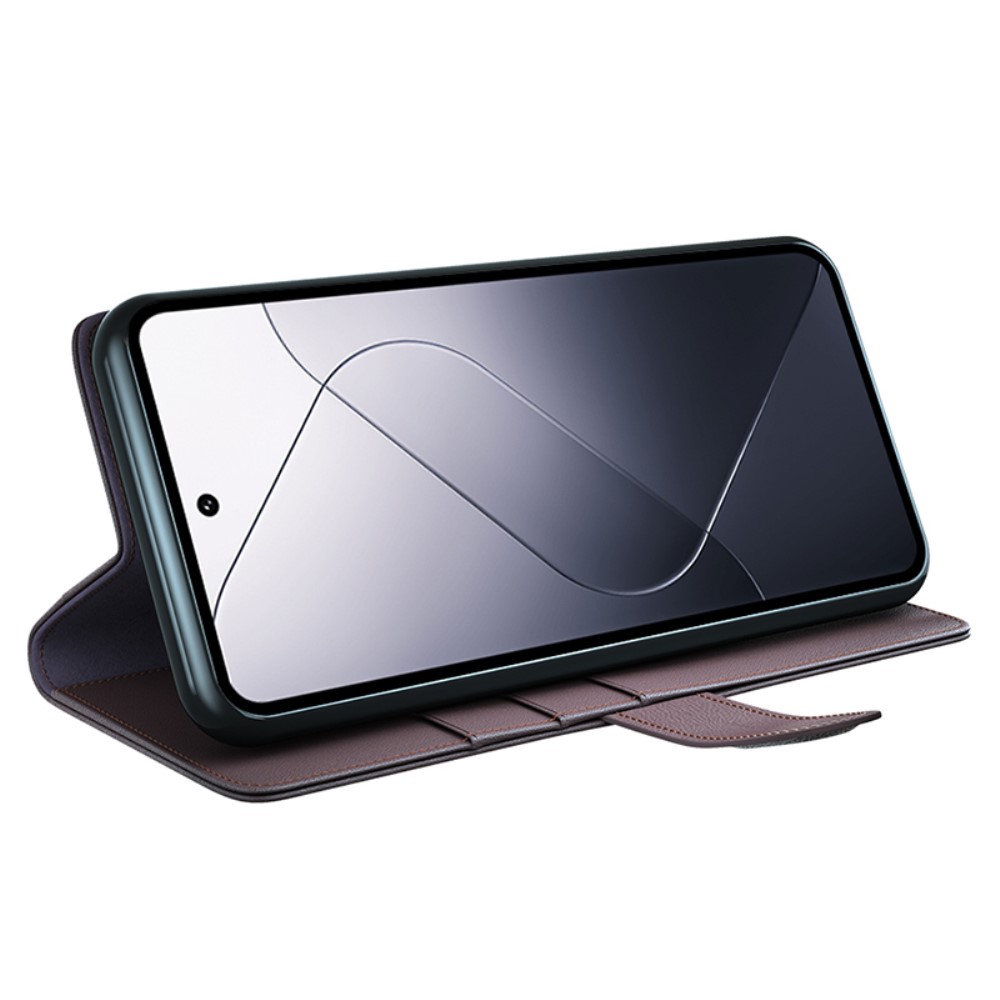  Xiaomi 14 Fodral Premium Äkta Läder Brun