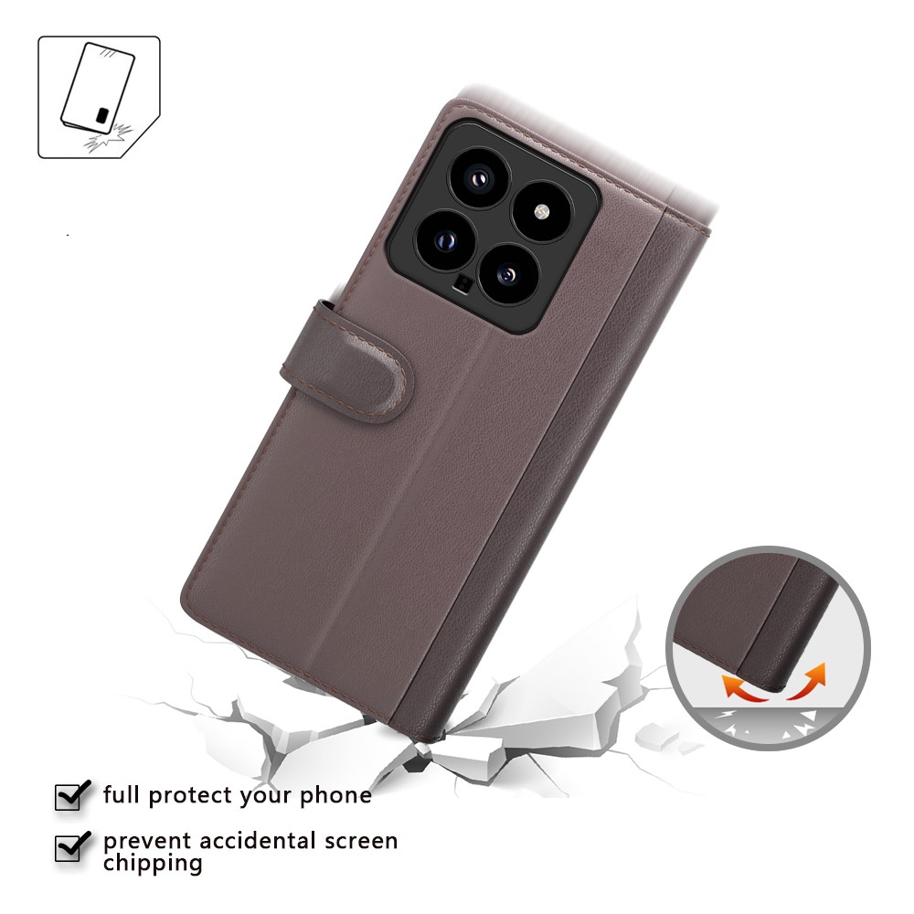  Xiaomi 14 Fodral Premium Äkta Läder Brun