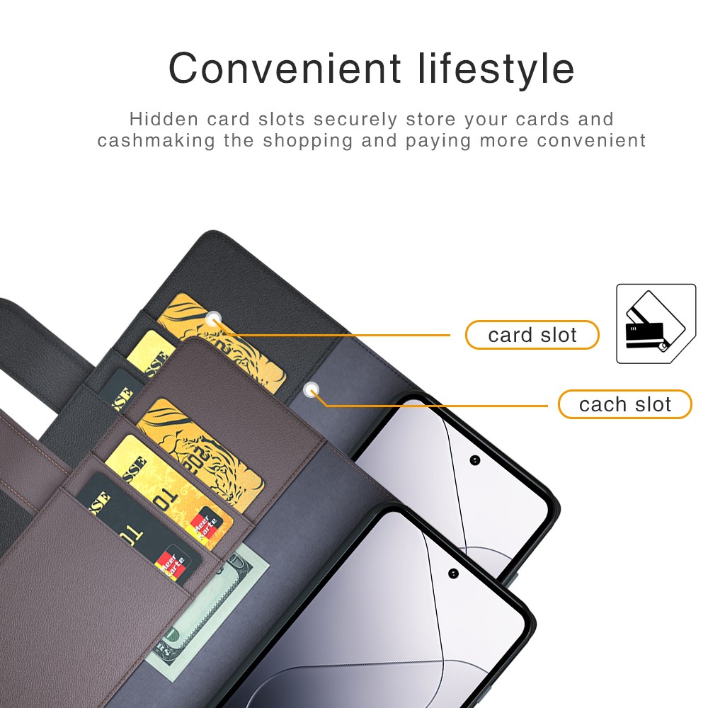  Xiaomi 14 Fodral Premium Äkta Läder Brun