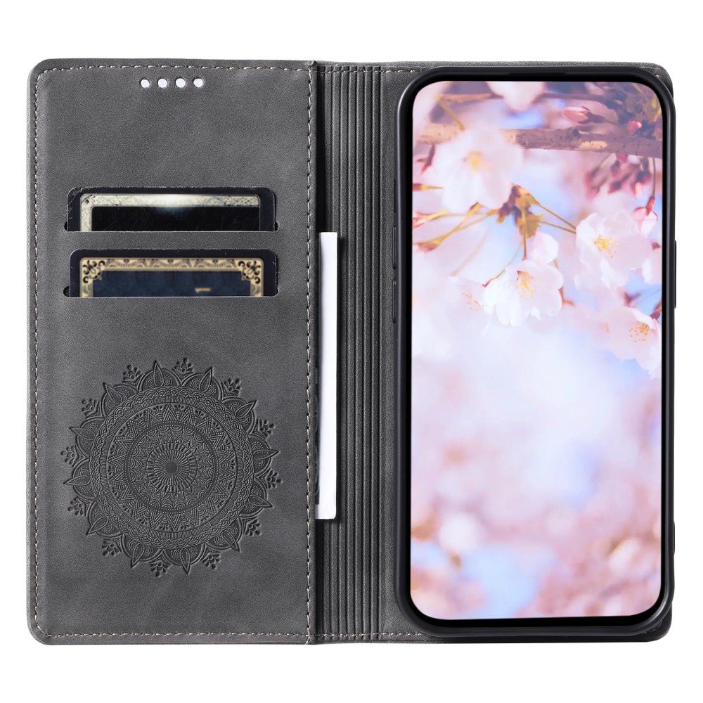  Xiaomi 14 Fodral Mandala Flip Läder Grå