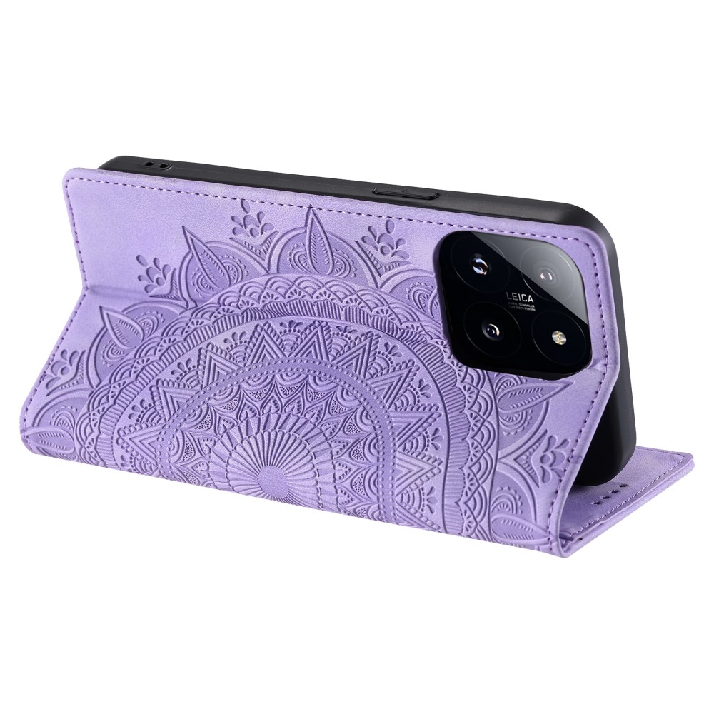  Xiaomi 14 Fodral Mandala Flip Läder Lila