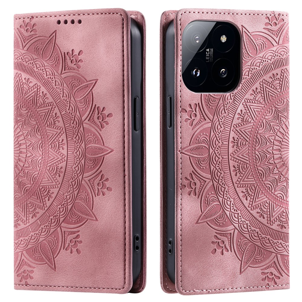  Xiaomi 14 Fodral Mandala Flip Läder Roséguld