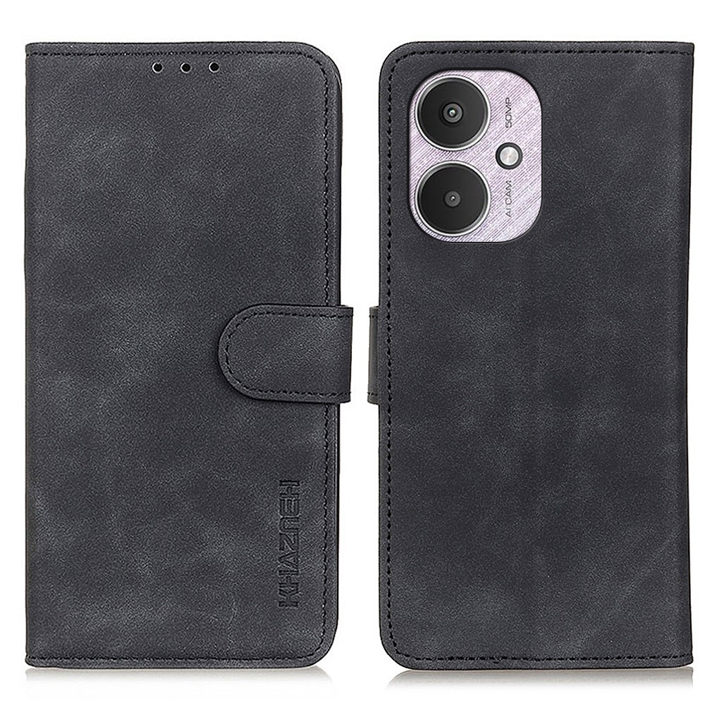 KHAZNEH KHAZNEH Xiaomi Redmi 13C 4G Fodral Retro Läder Svart