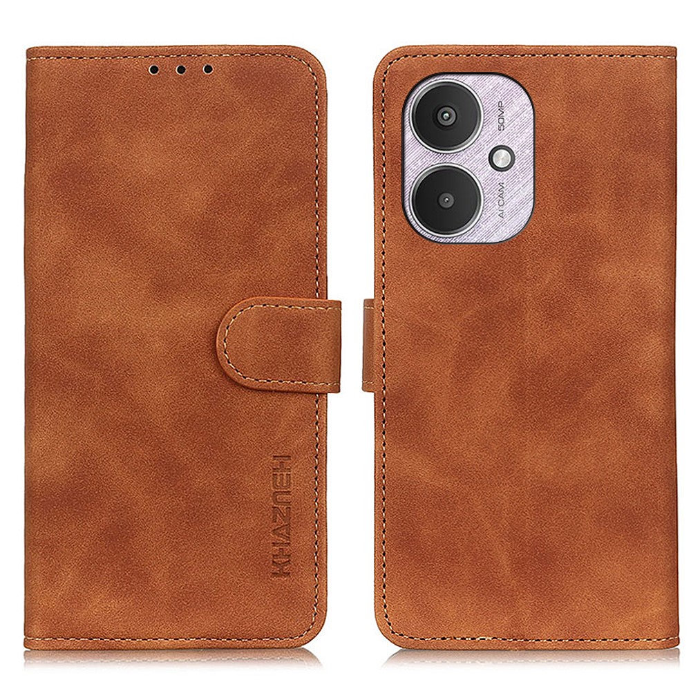 KHAZNEH KHAZNEH Xiaomi Redmi 13C 4G Fodral Retro Läder Brun