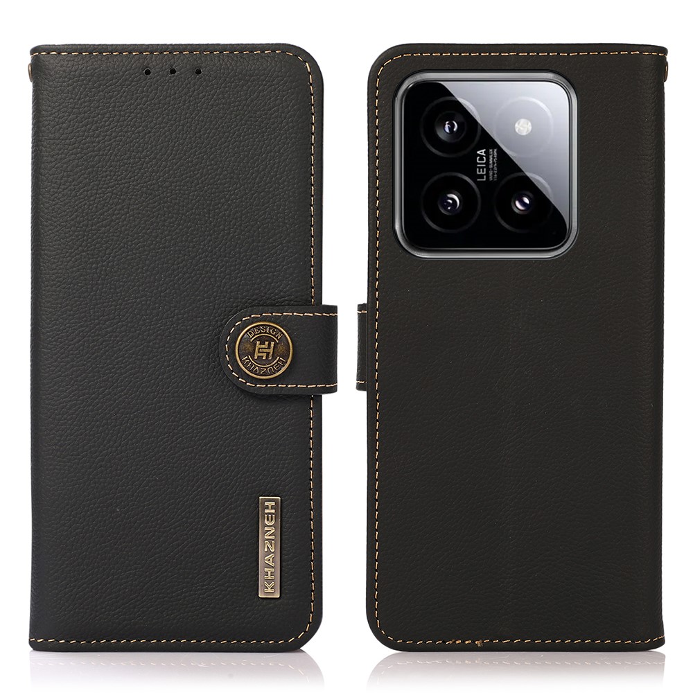 KHAZNEH KHAZNEH Xiaomi 14 Ultra Fodral RFID Äkta Läder Svart
