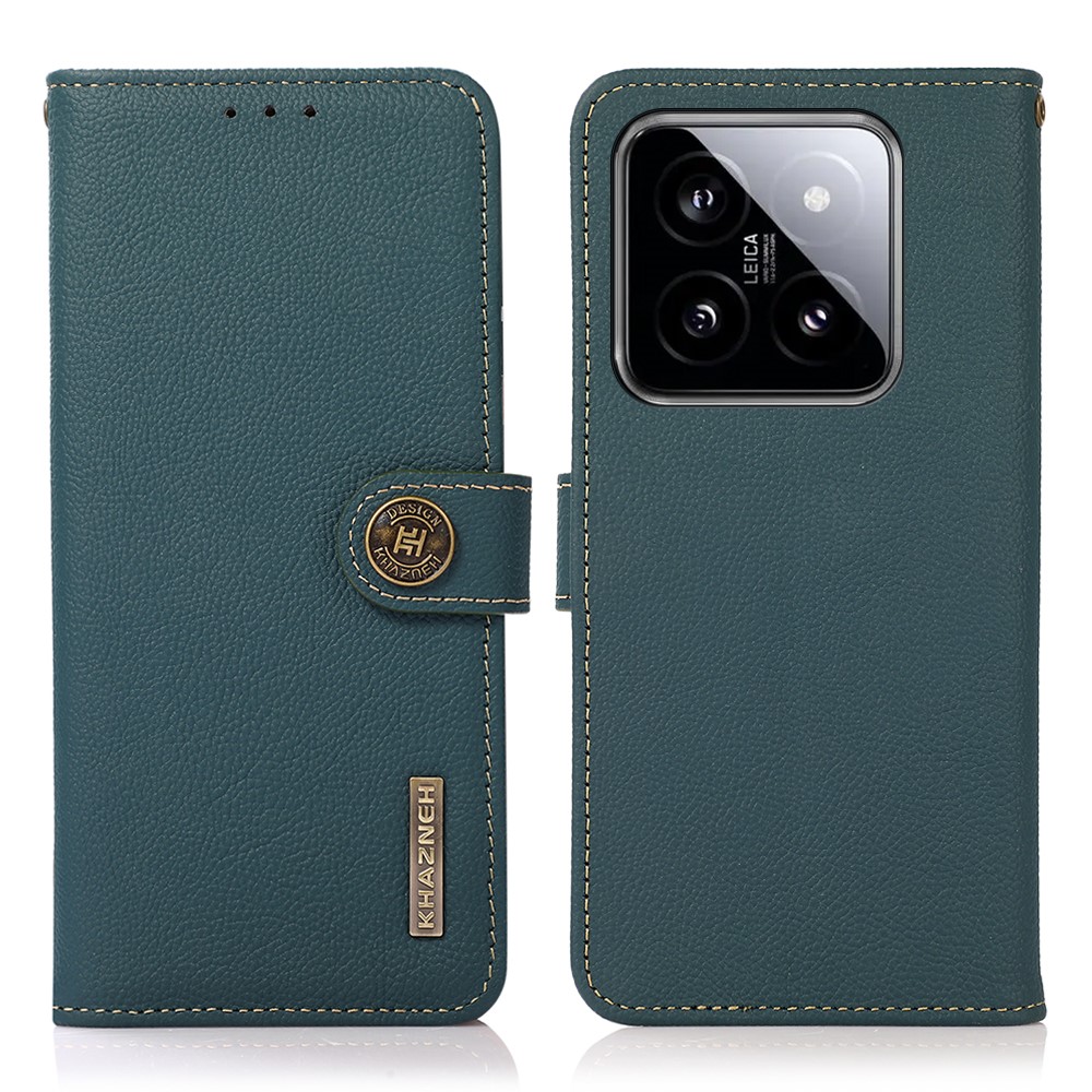 KHAZNEH KHAZNEH Xiaomi 14 Ultra Fodral RFID Äkta Läder Grön