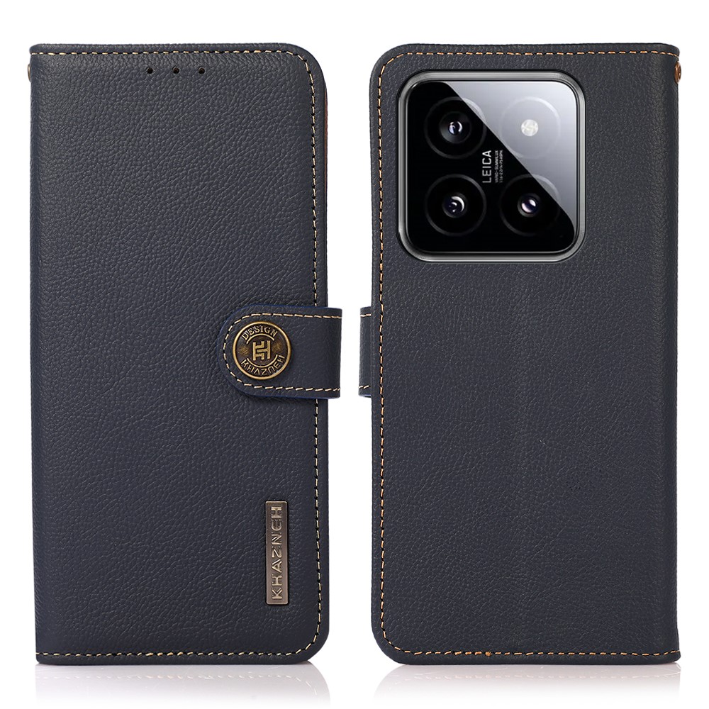 KHAZNEH KHAZNEH Xiaomi 14 Ultra Fodral RFID Äkta Läder Blå