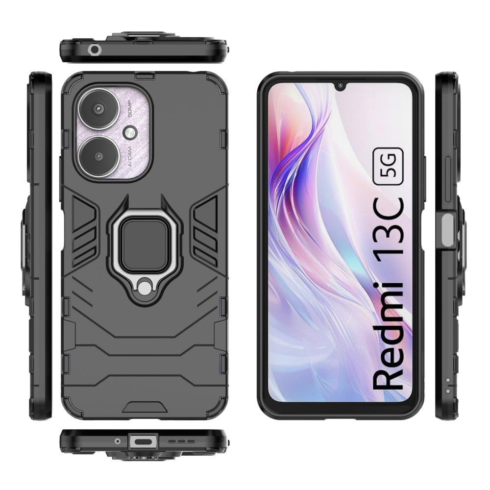  Xiaomi Redmi 13C 4G Skal Armor Hybrid Kickstand Svart