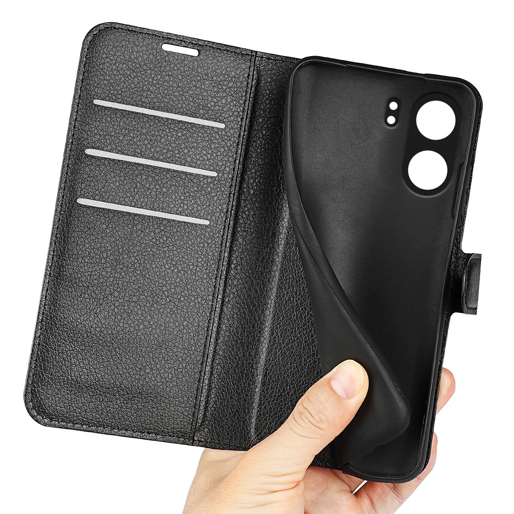  Xiaomi Redmi 13C 4G Fodral Litchi Läder Svart