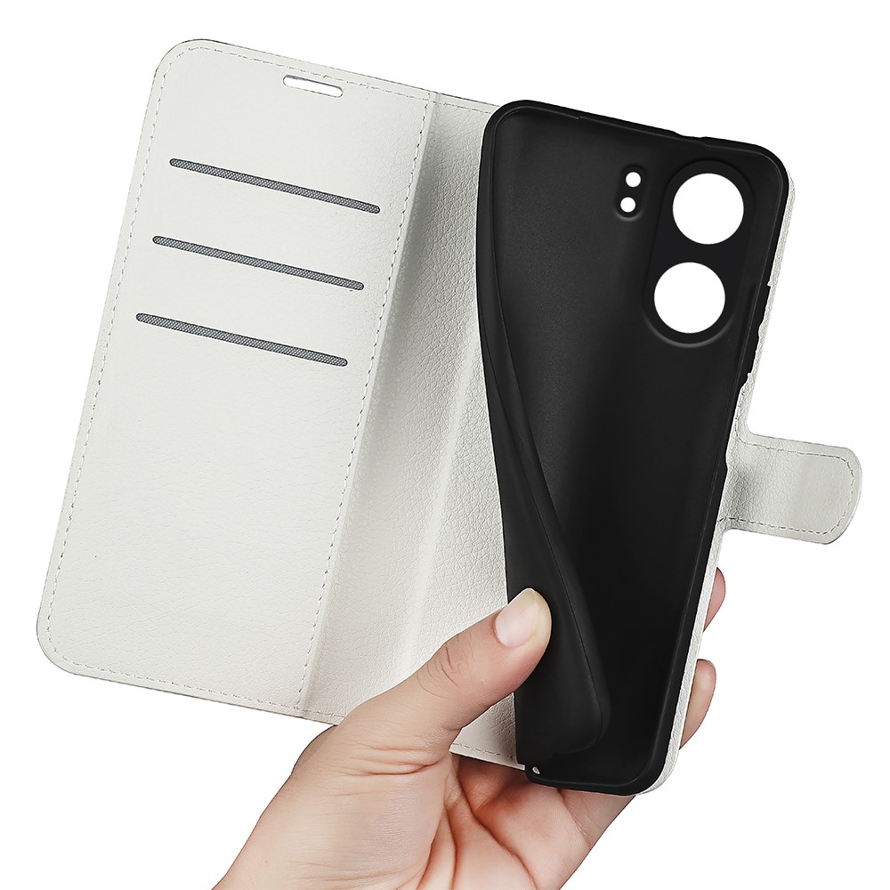  Xiaomi Redmi 13C 4G Fodral Litchi Läder Vit