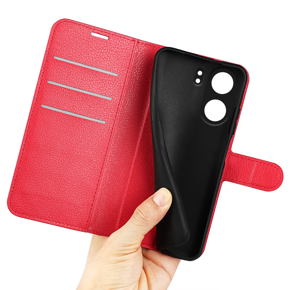  Xiaomi Redmi 13C 4G Fodral Litchi Läder Röd