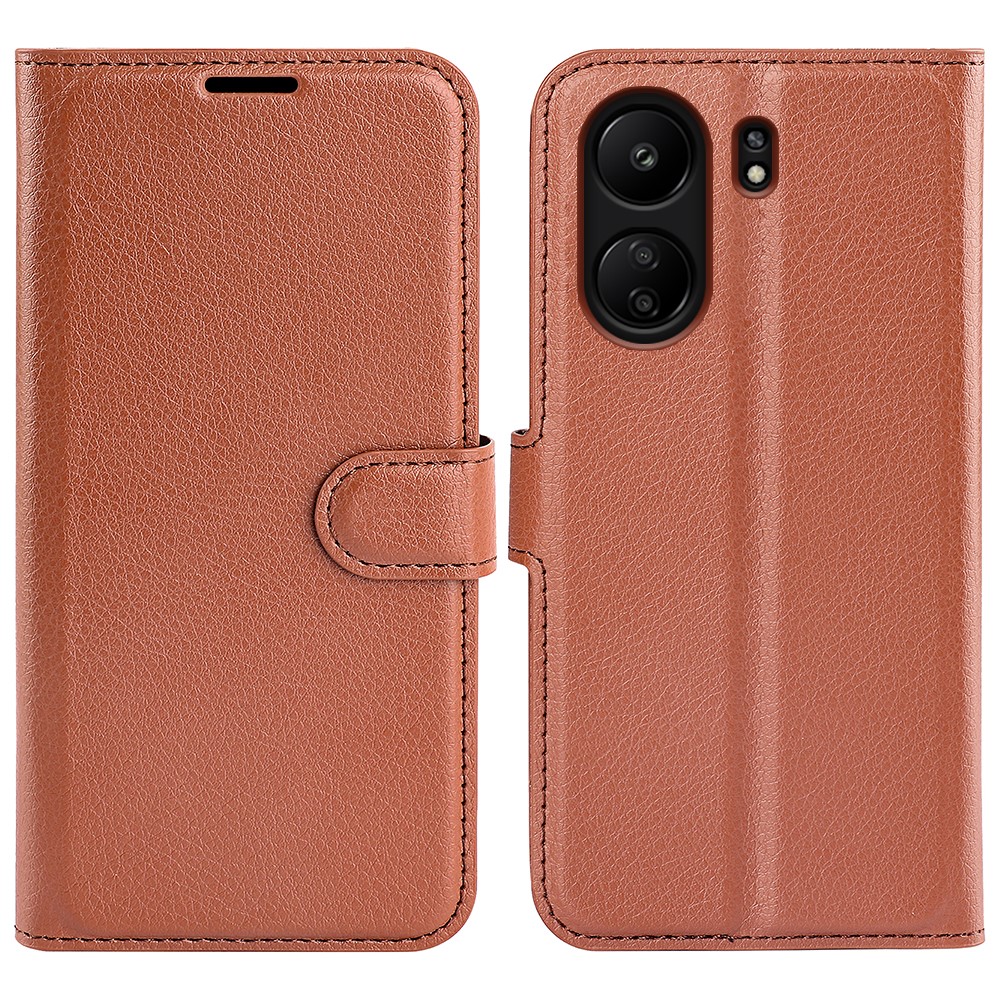  Xiaomi Redmi 13C 4G Fodral Litchi Läder Brun