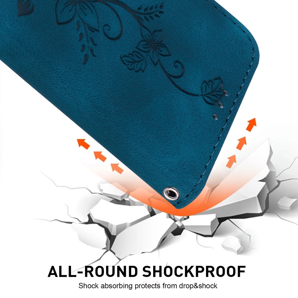  Xiaomi 14 Fodral Blommigt Tryck Mörk Blå