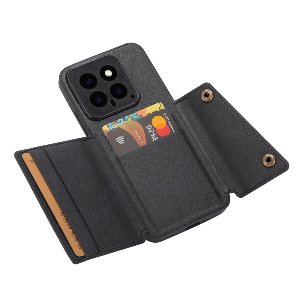  Xiaomi 14 Skal Läder Med Kortfack Och Magnet Svart