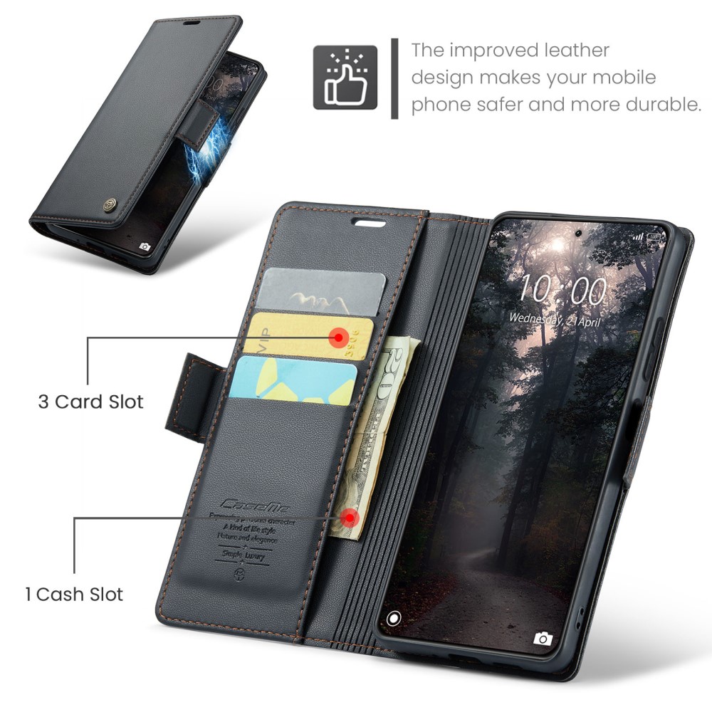 CASEME CASEME Xiaomi 14 Fodral RFID Litchi Läder Svart