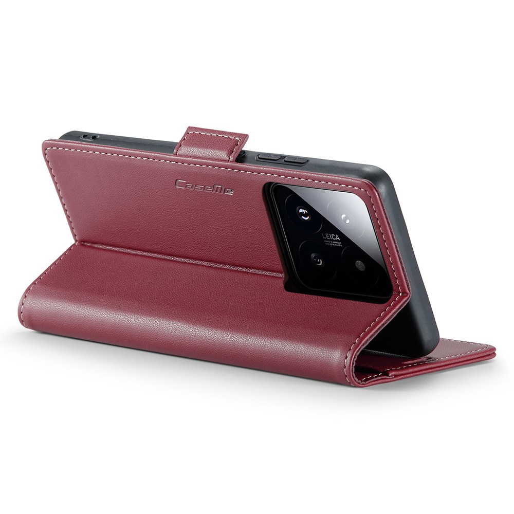 CASEME CASEME Xiaomi 14 Fodral RFID Litchi Läder Röd