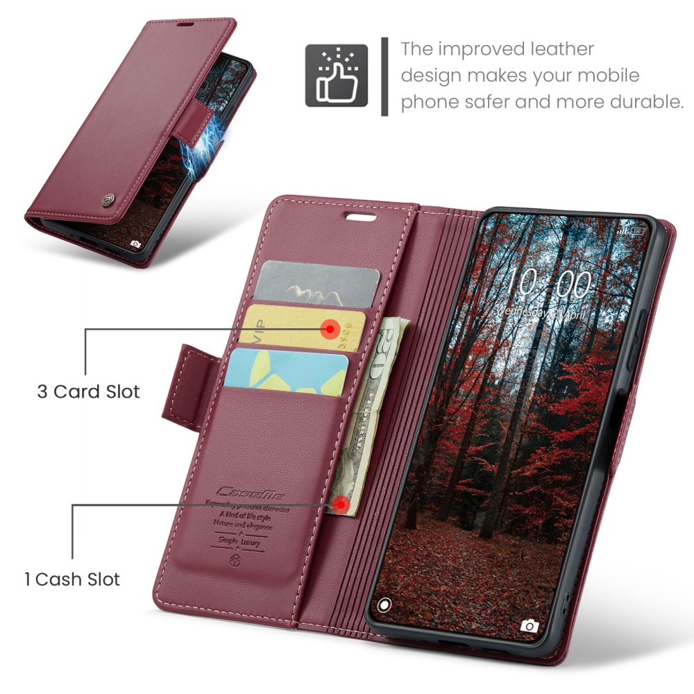 CASEME CASEME Xiaomi 14 Fodral RFID Litchi Läder Röd