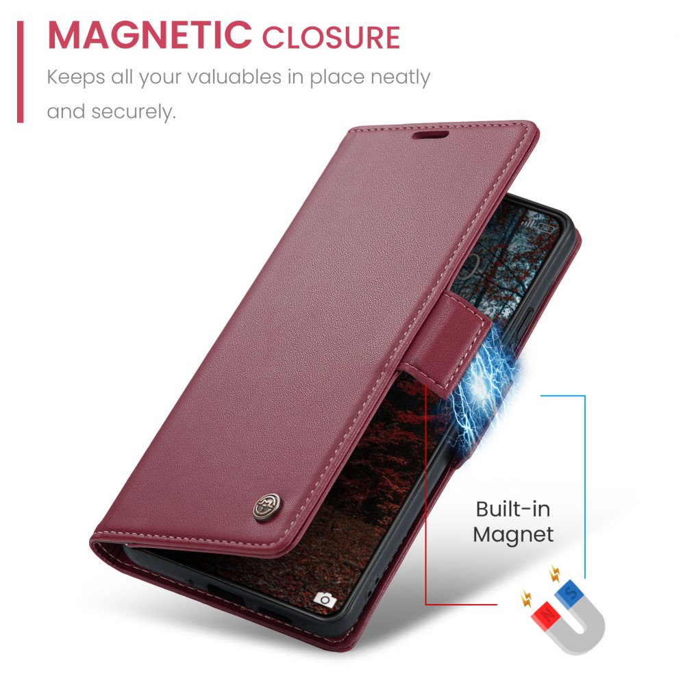 CASEME CASEME Xiaomi 14 Fodral RFID Litchi Läder Röd
