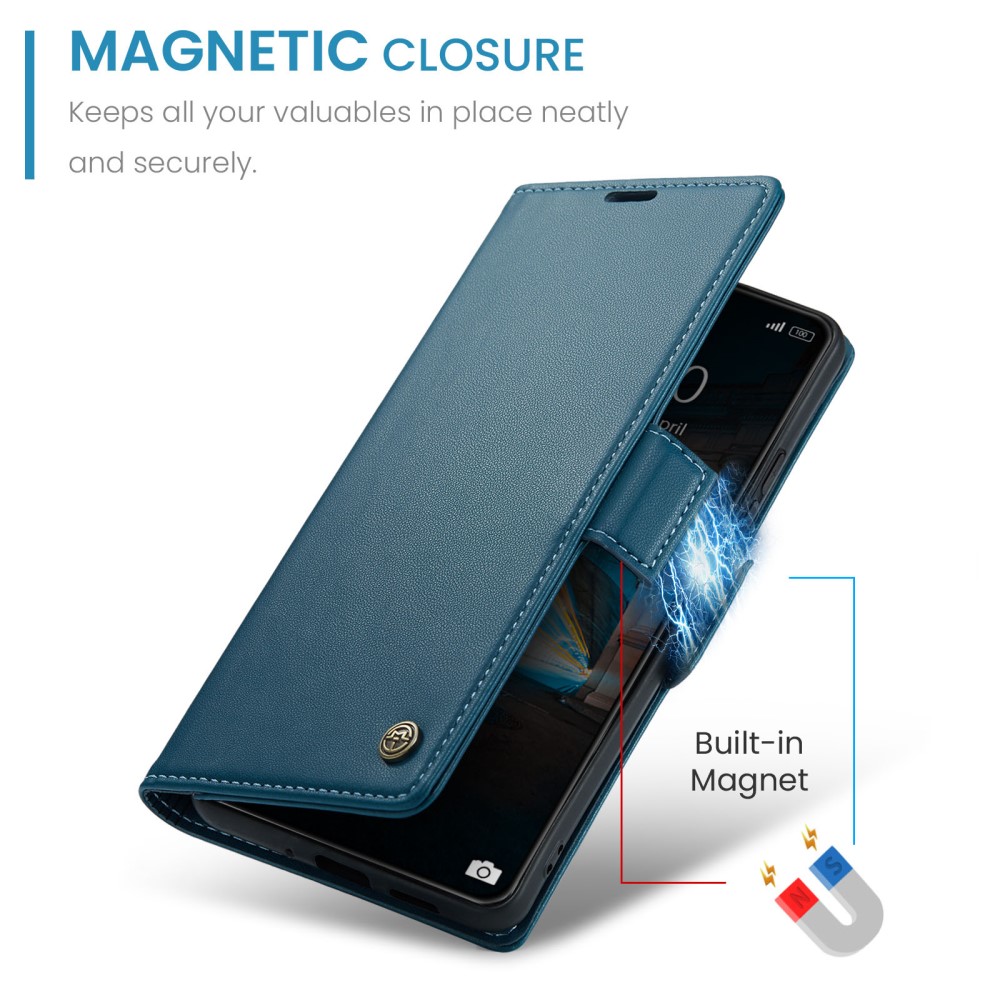 CASEME CASEME Xiaomi 14 Fodral RFID Litchi Läder Blå