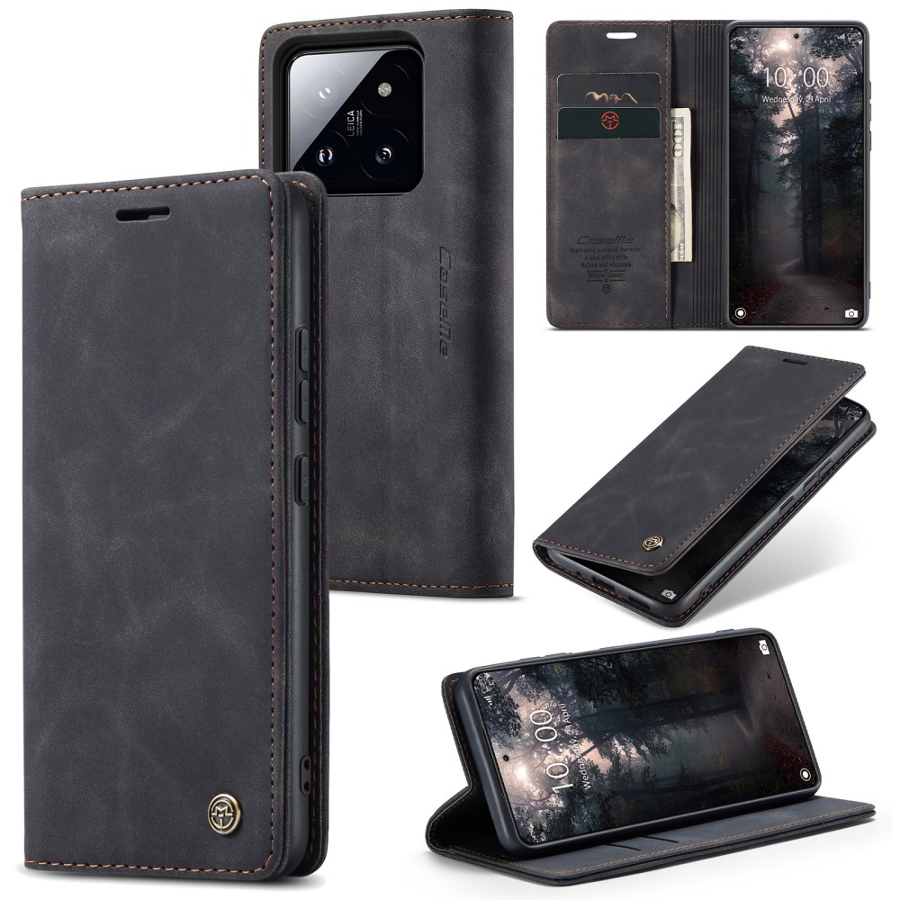 CASEME CASEME Xiaomi 14 Fodral Flip Läder Svart