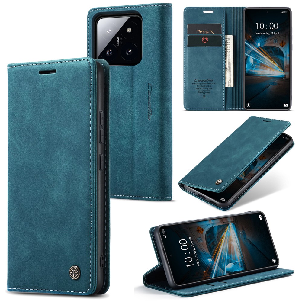 CASEME CASEME Xiaomi 14 Fodral Flip Läder Blå