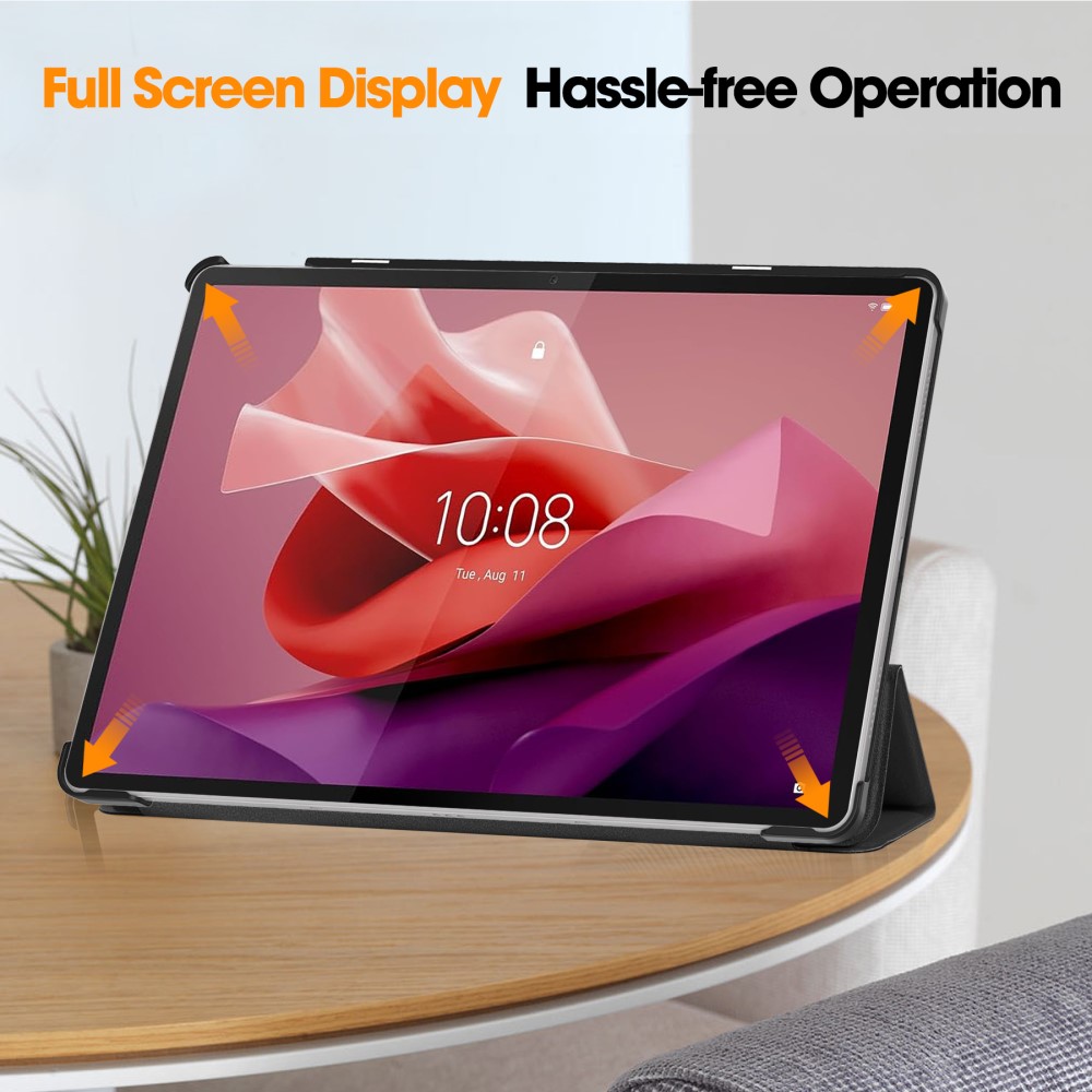 Lenovo Tab P12 Fodral Tri-Fold Läder Svart