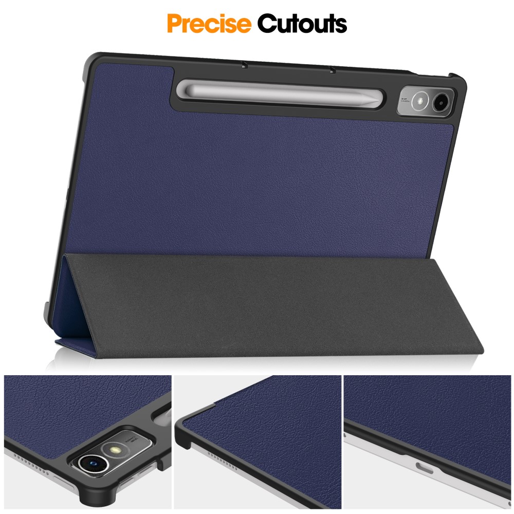  Lenovo Tab P12 Fodral Tri-Fold Läder Mörk Blå