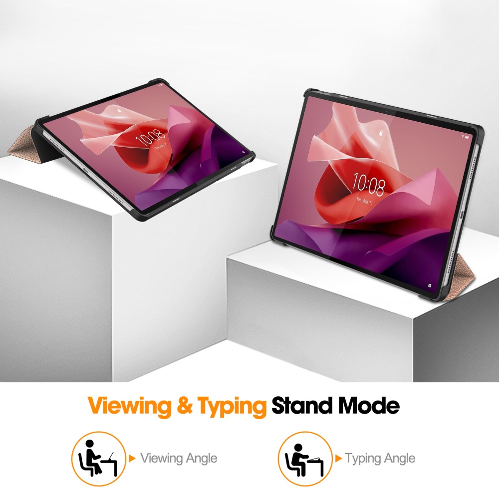  Lenovo Tab P12 Fodral Tri-Fold Läder Roséguld