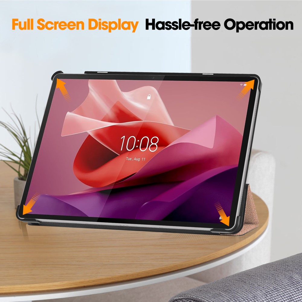  Lenovo Tab P12 Fodral Tri-Fold Läder Roséguld