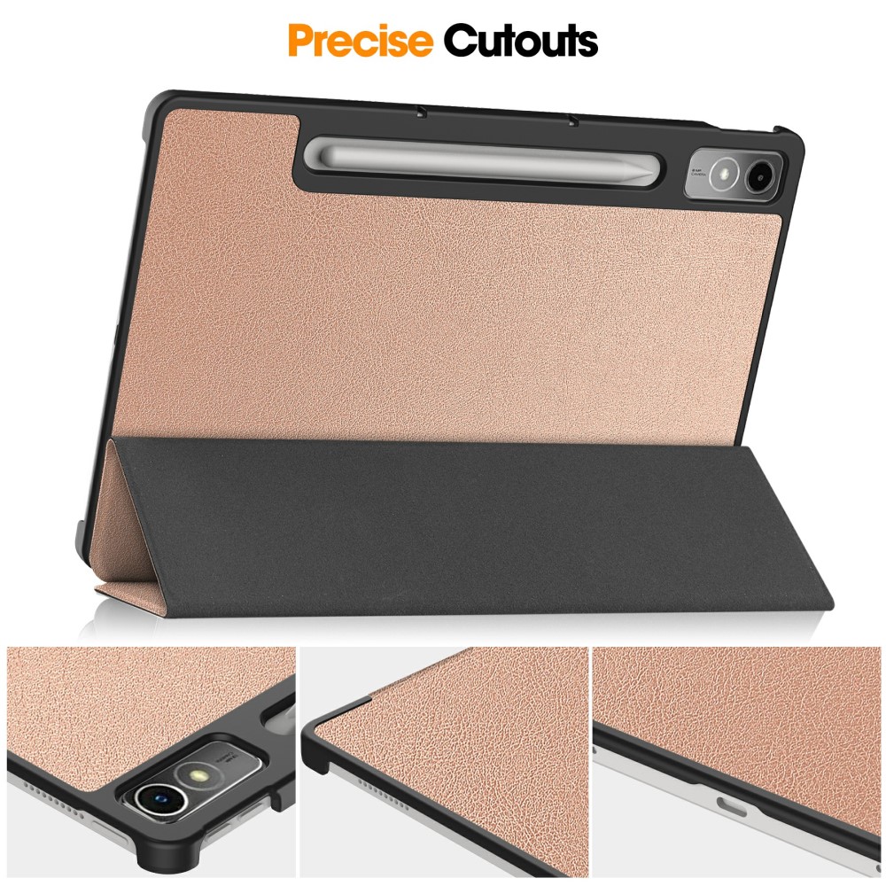  Lenovo Tab P12 Fodral Tri-Fold Läder Roséguld