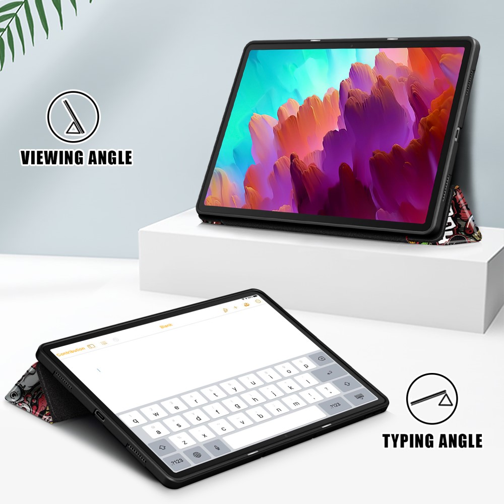  Lenovo Tab P12 Fodral Tri-Fold Läder Graffiti