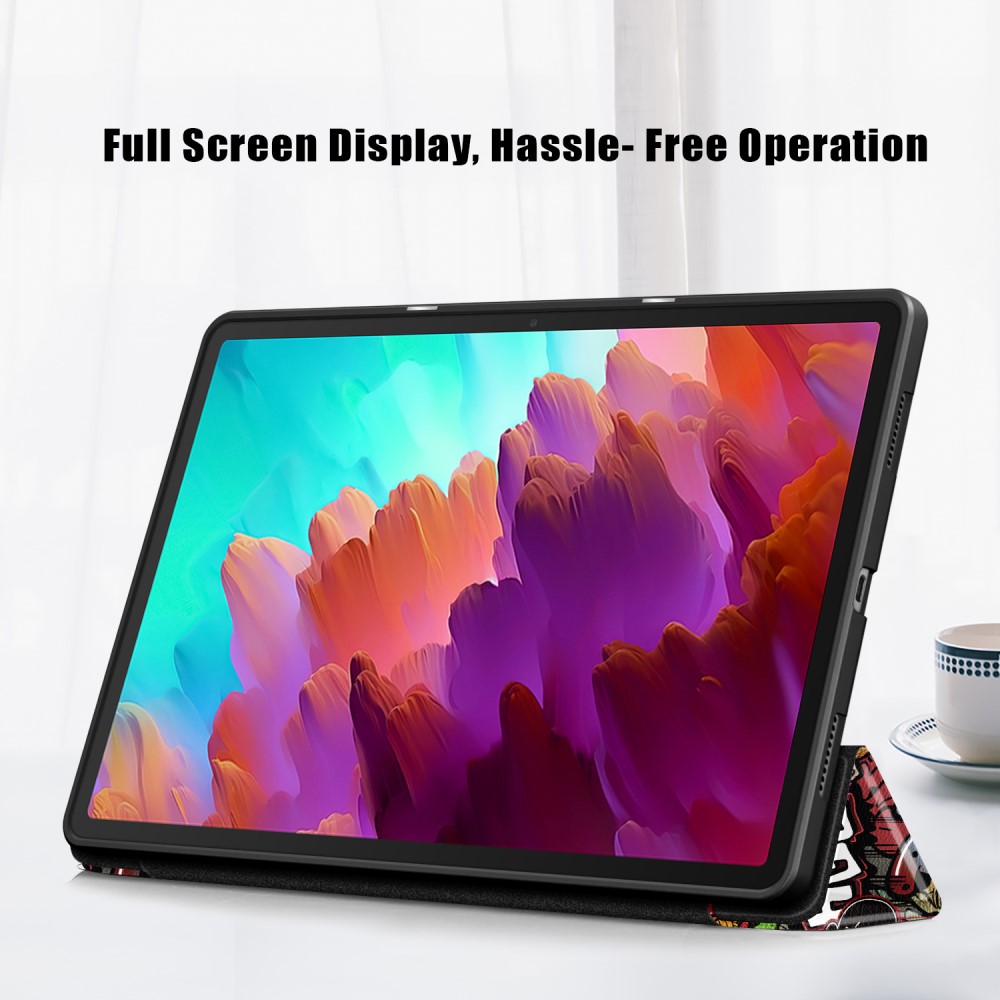  Lenovo Tab P12 Fodral Tri-Fold Läder Graffiti
